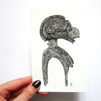 Illustration originale d'après un masque Nimba - 10x15 cm