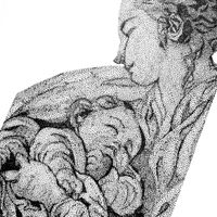 Illustration originale d'après La jeune mère de Henri Boucher - 10x15 cm