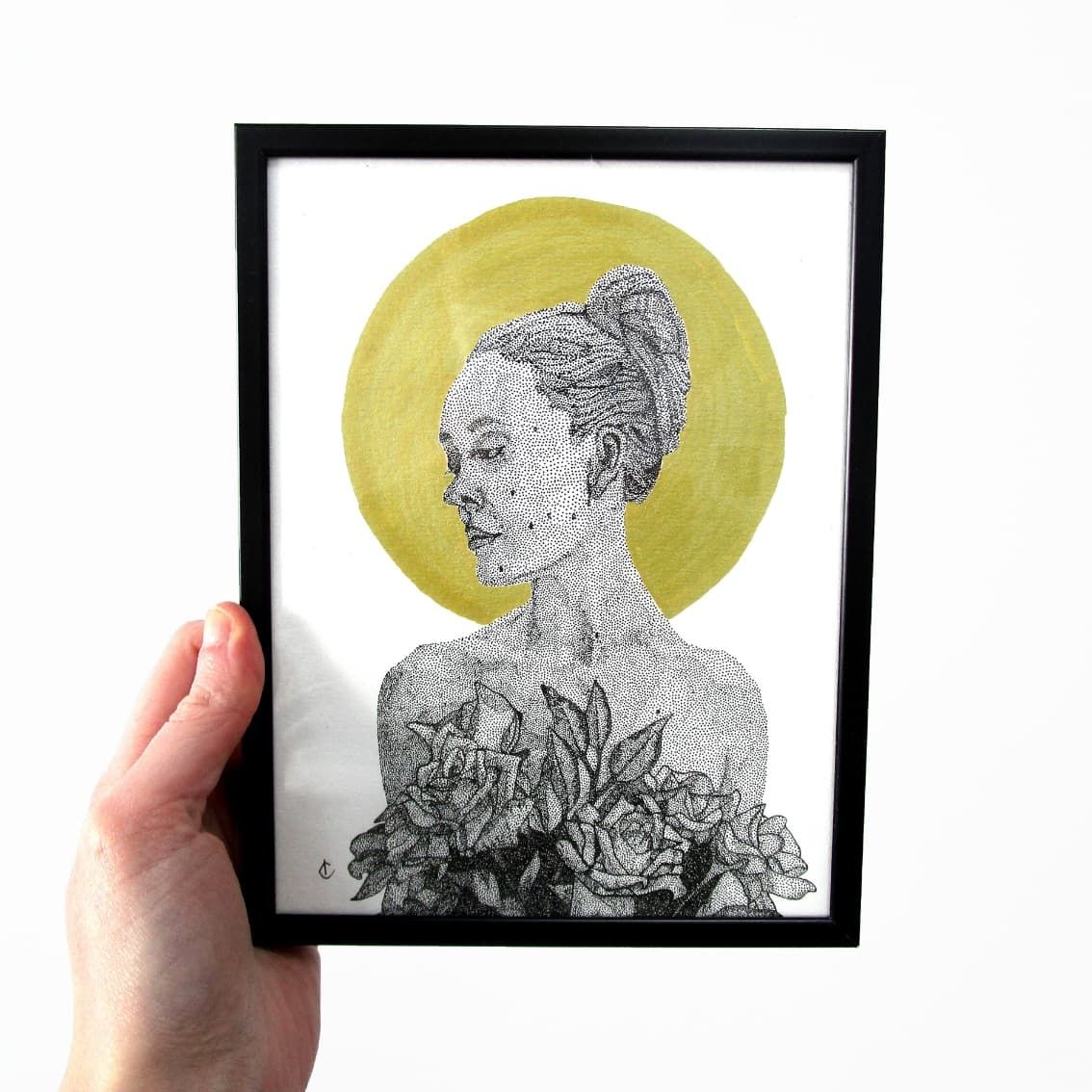 Illustration originale Rose - 15x21 cm
