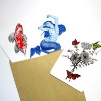 Carte postale Bouquet de fleurs et papillons