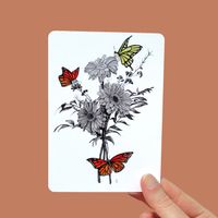 Carte postale Bouquet de fleurs et papillons