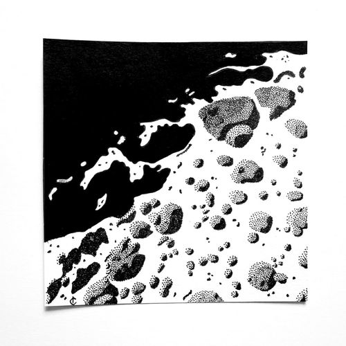Illustration originale La Lune - 10x10 cm