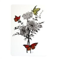 Carte postale Bouquet de fleurs et papillons