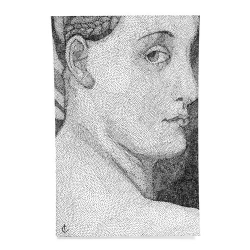 Illustration originale d'après La tête de la grande odalisque de Ingres - 10x15 cm