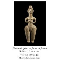 Illustration originale d'après une statue-récipient en forme de femme - 10x15 cm