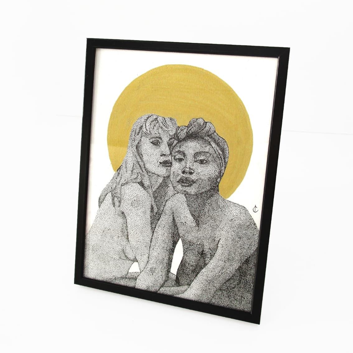 Illustration originale Irene & Sappho - 15x21 cm