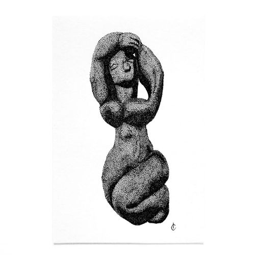 Illustration originale d'après La Lune de Henri Laurens - 10x15 cm