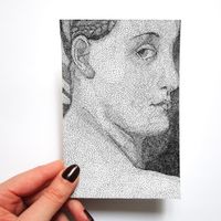 Illustration originale d'après La tête de la grande odalisque de Ingres - 10x15 cm