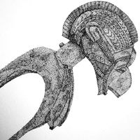 Illustration originale d'après un masque Nimba - 10x15 cm
