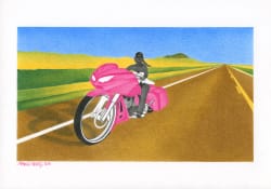 The big pink motocycle
