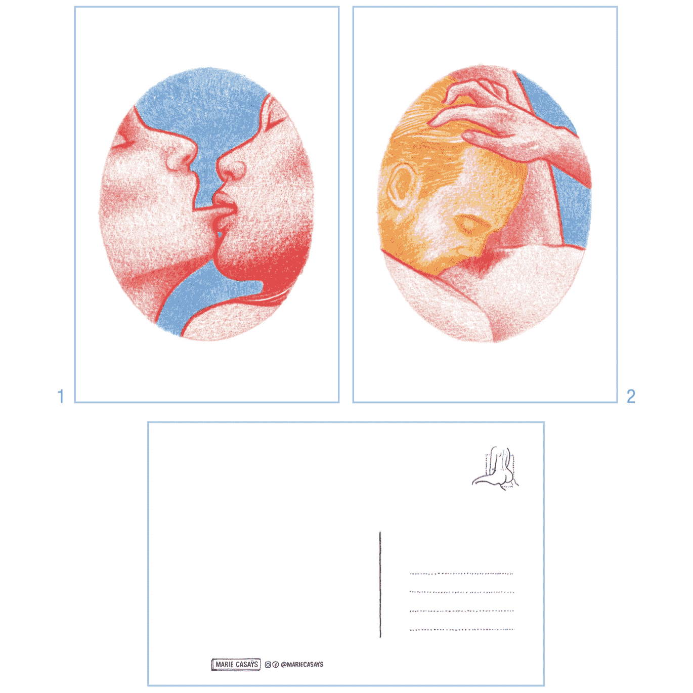 Plaisirs - 12 cartes postales illustrations