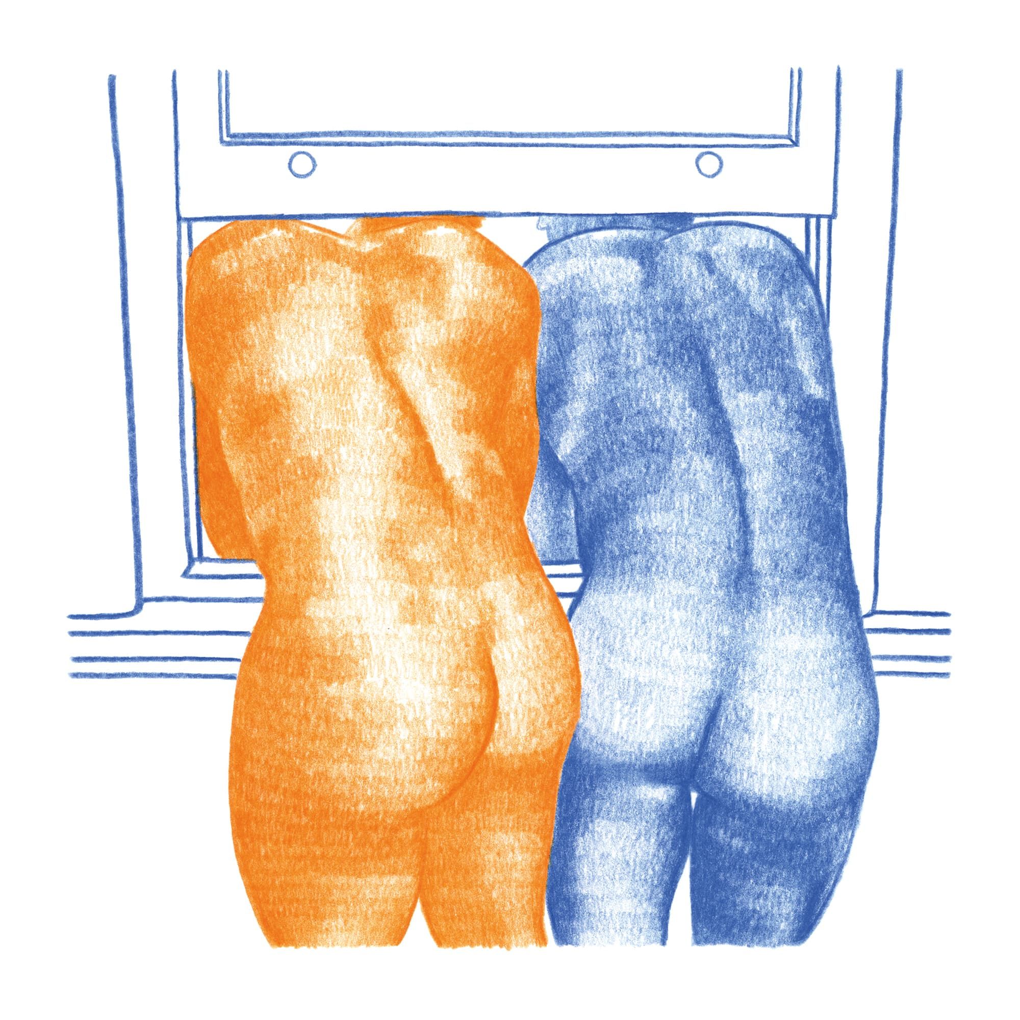 Les deux amants à la fenêtre - reproduction dessin 21x21cm