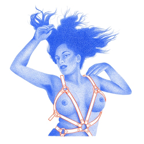 Le harnais rouge - 30x30cm