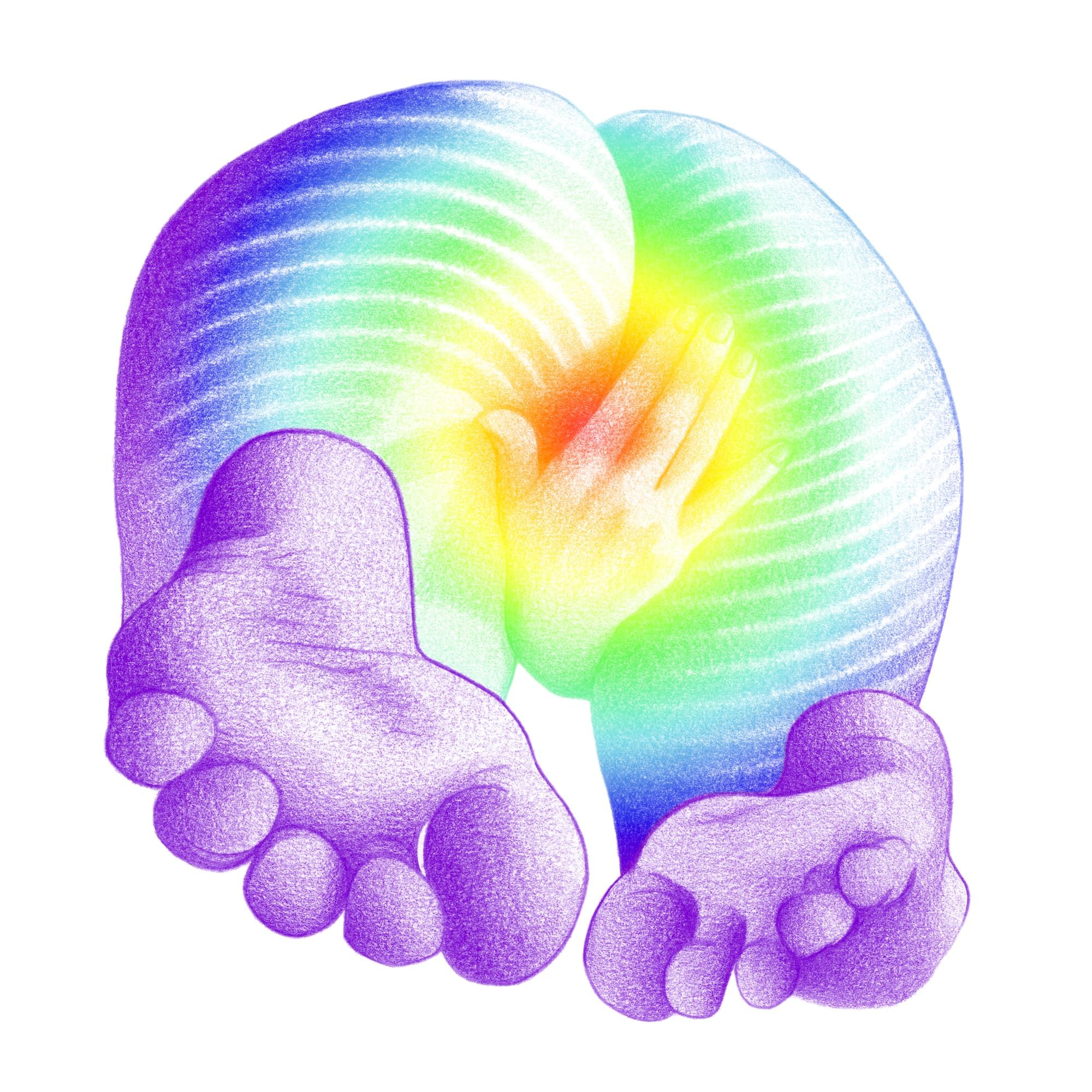 Rainbow bouli - reproduction dessin 30x30cm