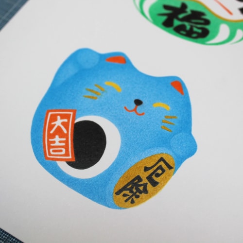 Kokeshi Daruma to Maneki Neko