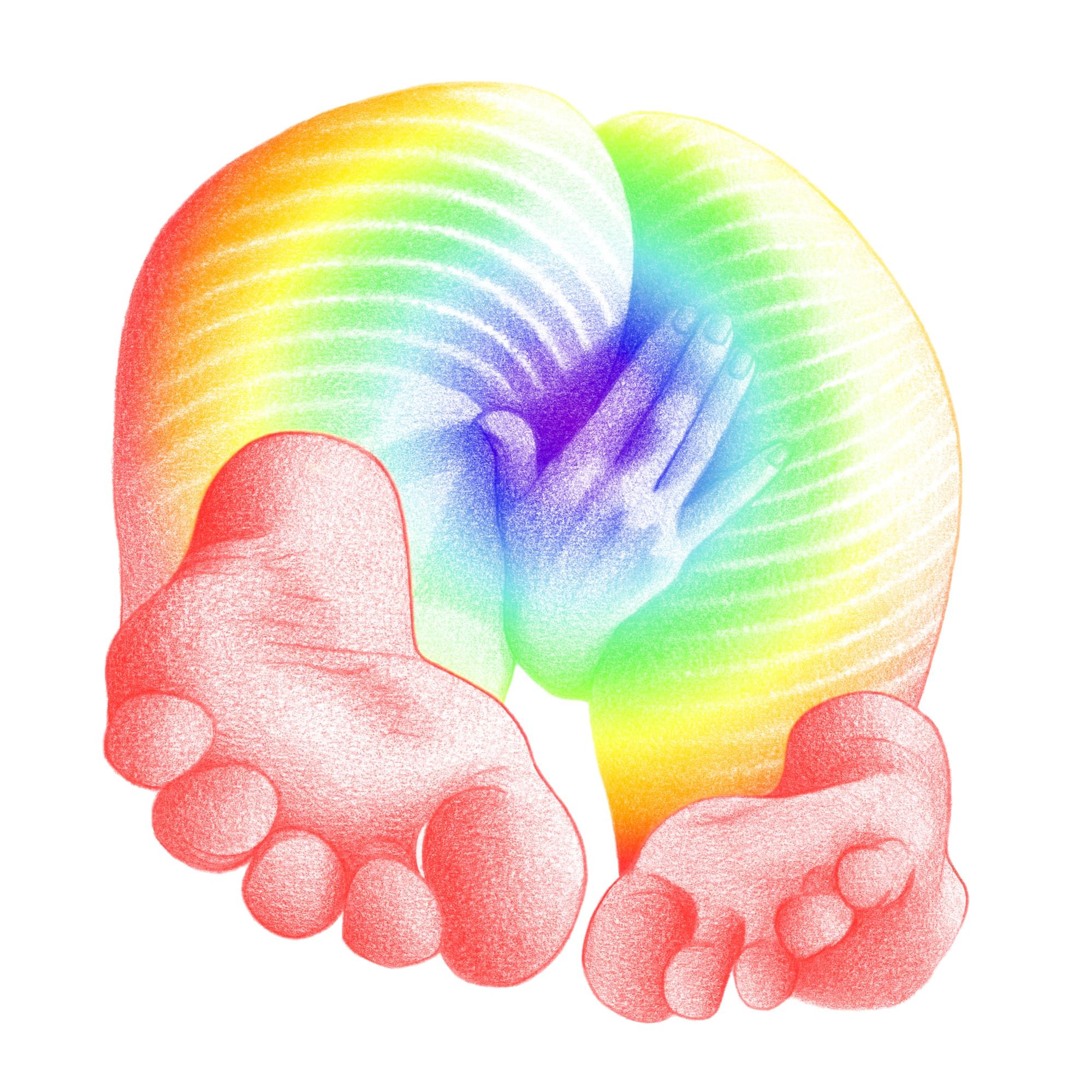Rainbow bouli - reproduction dessin 30x30cm