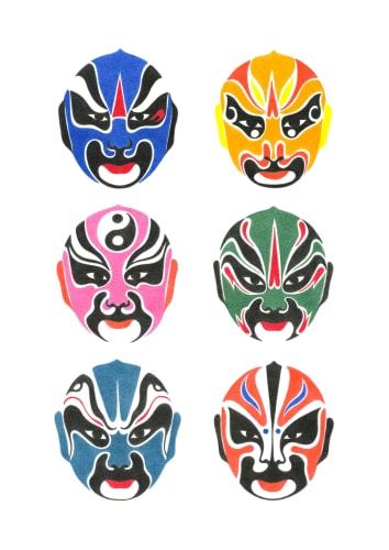Masques d'opéra chinois - stickers