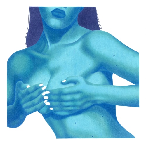 Une femme à la peau bleue - 30x30cm