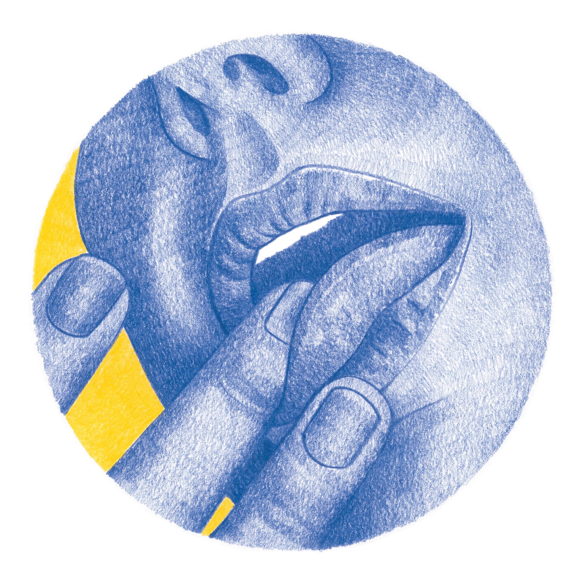 Dégustation 02 bleu - reproduction dessin 21x21cm