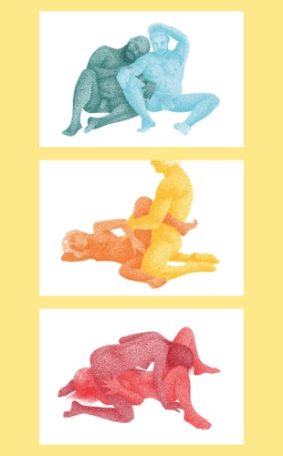 Cartes postales - triptyque duos amoureux