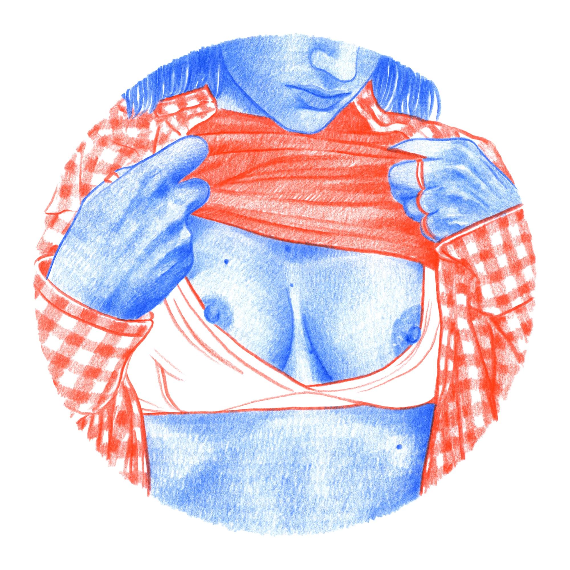 Free the boobs ROUGE - reproduction dessin 30x30cm
