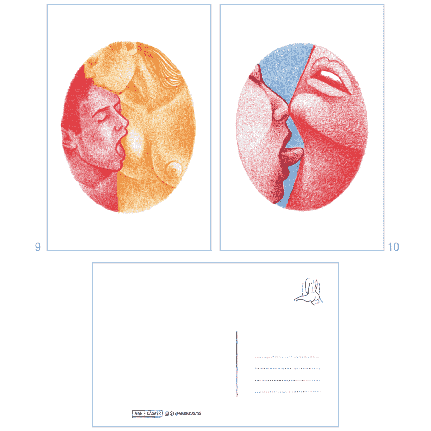 Plaisirs - 12 cartes postales illustrations