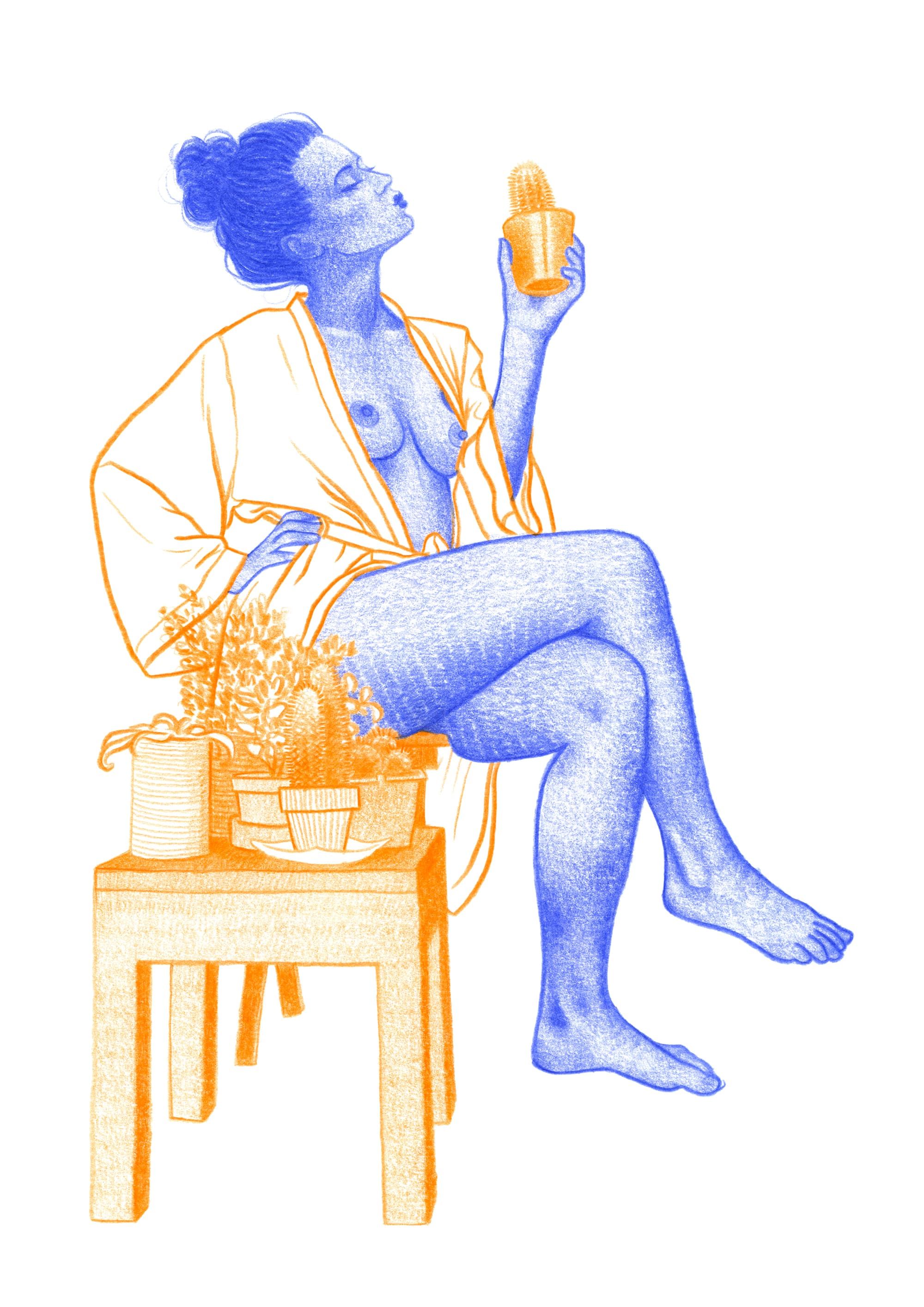 Cactus, good mood - reproduction dessin A3