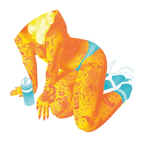 Lata, calcinha e salto alto - 30x30cm