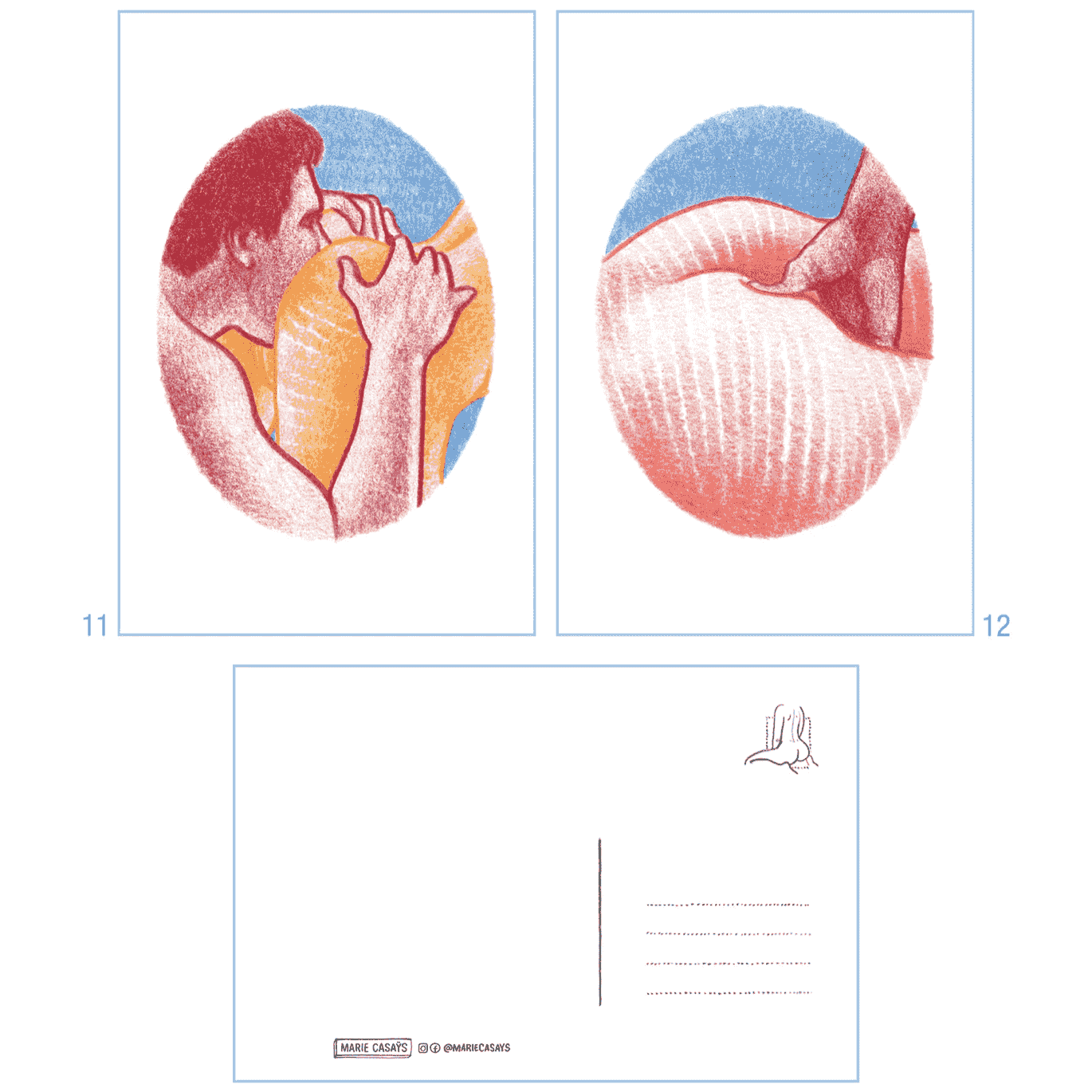 Plaisirs - 12 cartes postales illustrations