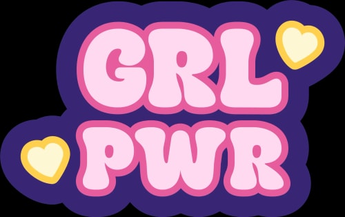 Sticker "GRL PWR" bleu, rose et jaune