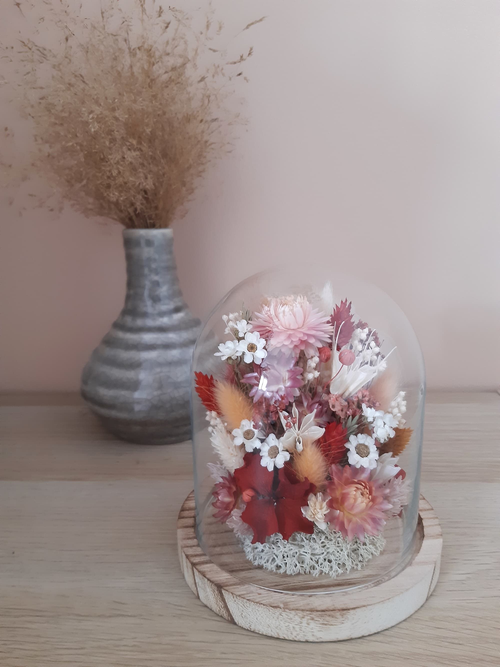 Cloche tons pêche/rose/rouge