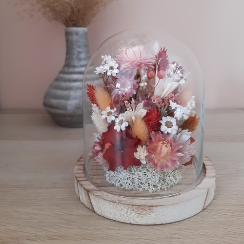 Cloche tons pêche/rose/rouge