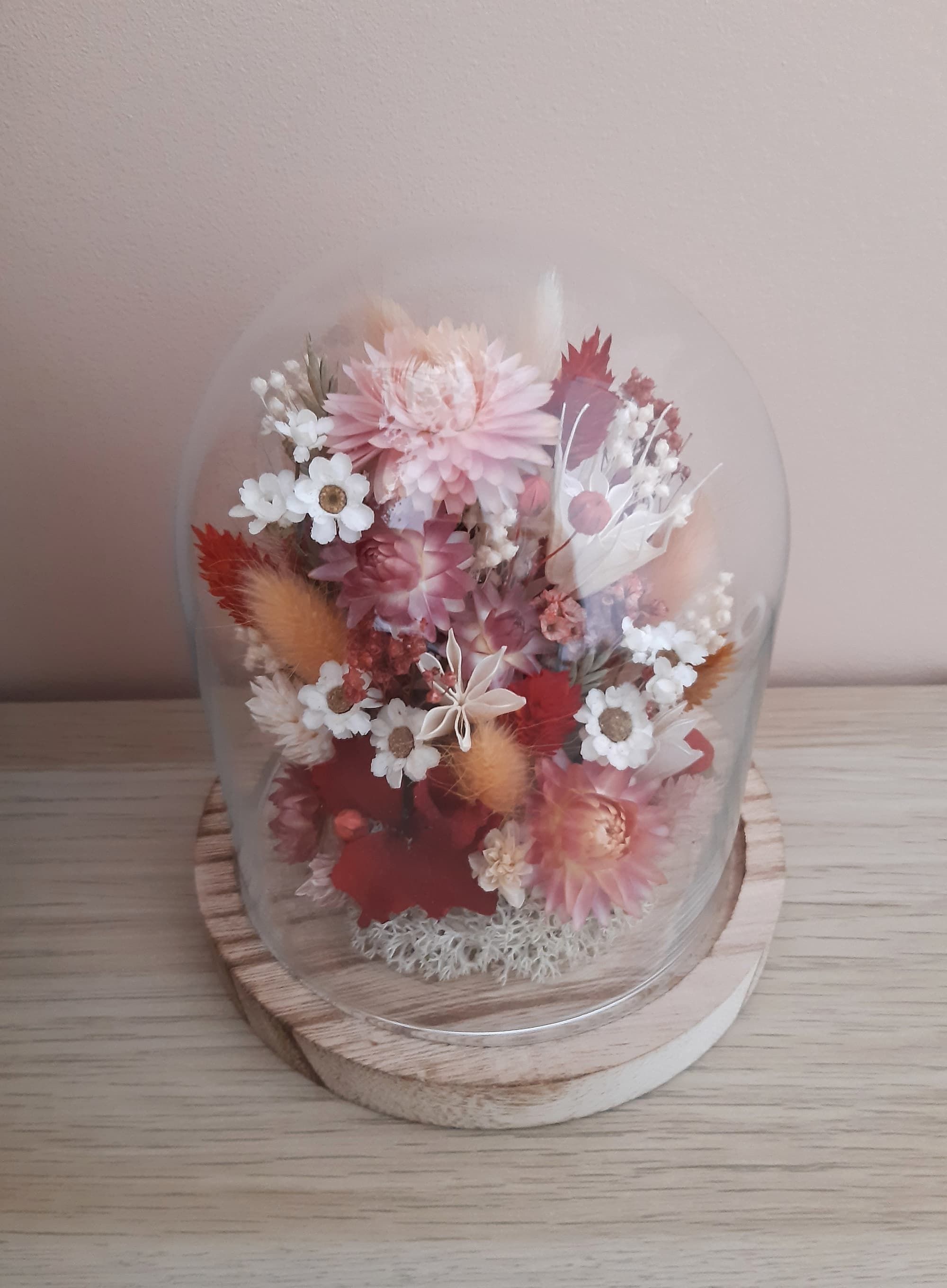 Cloche tons pêche/rose/rouge