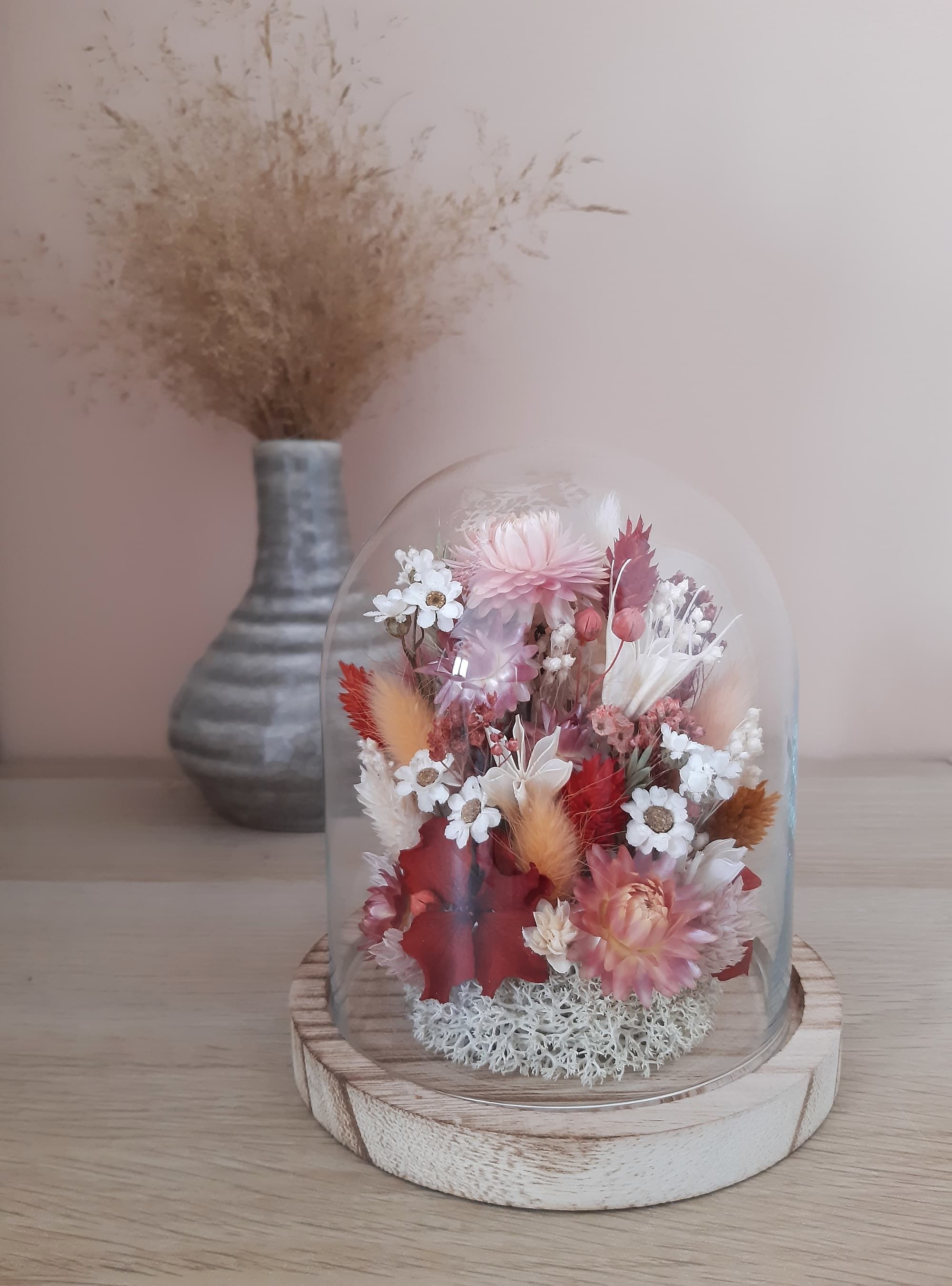 Cloche tons pêche/rose/rouge