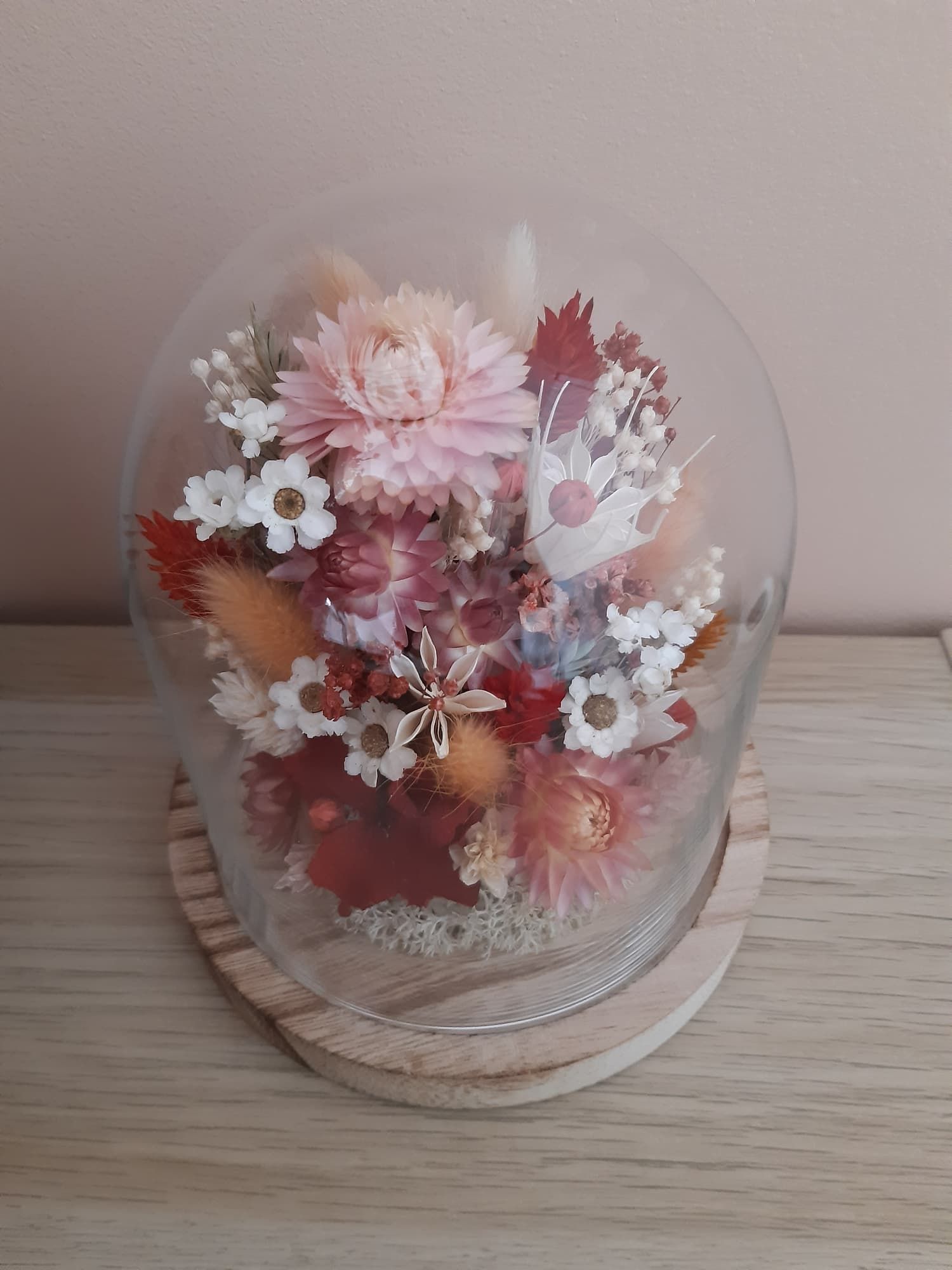 Cloche tons pêche/rose/rouge