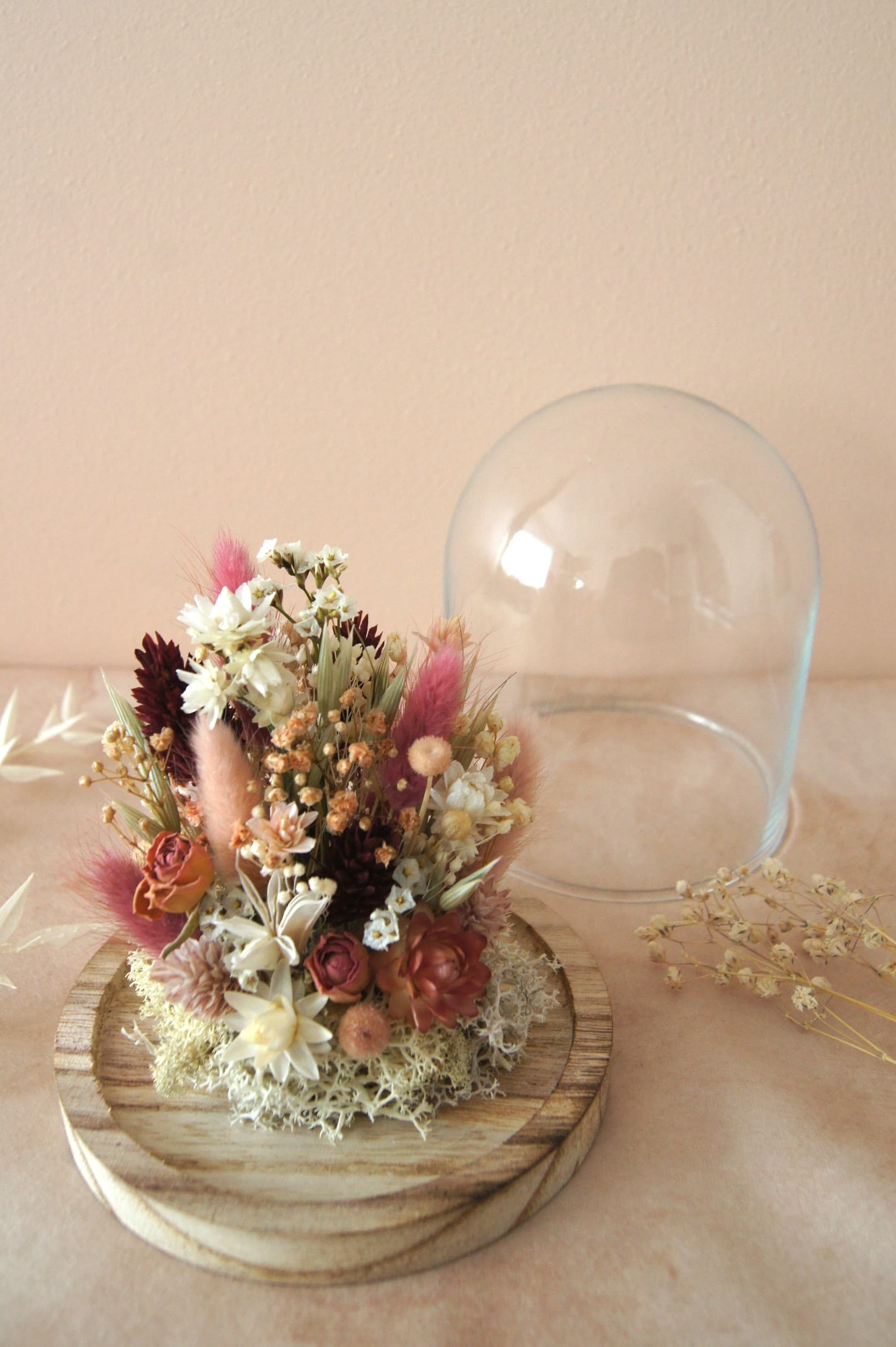 Cloche tons bordeaux/rosés