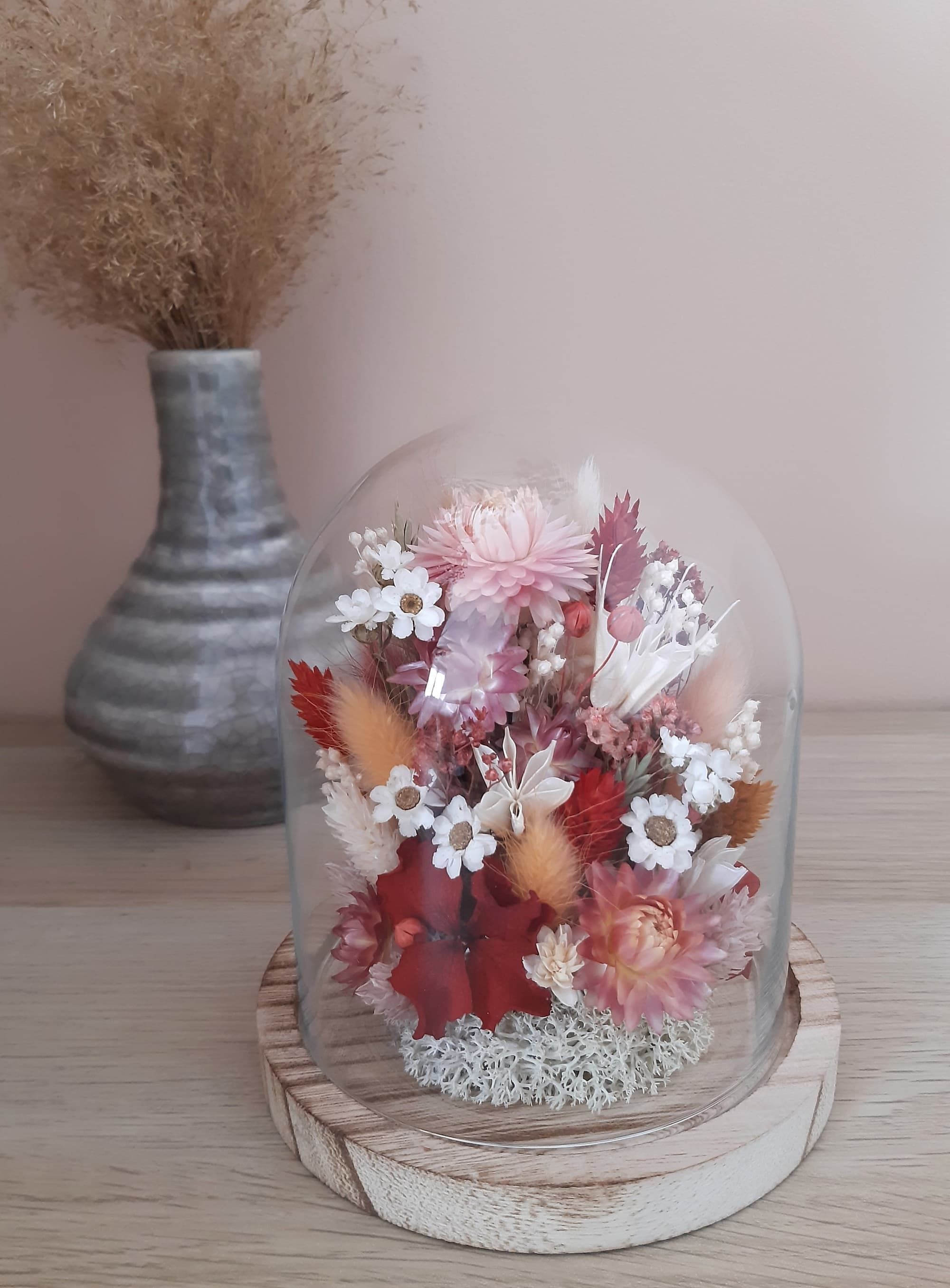 Cloche tons pêche/rose/rouge