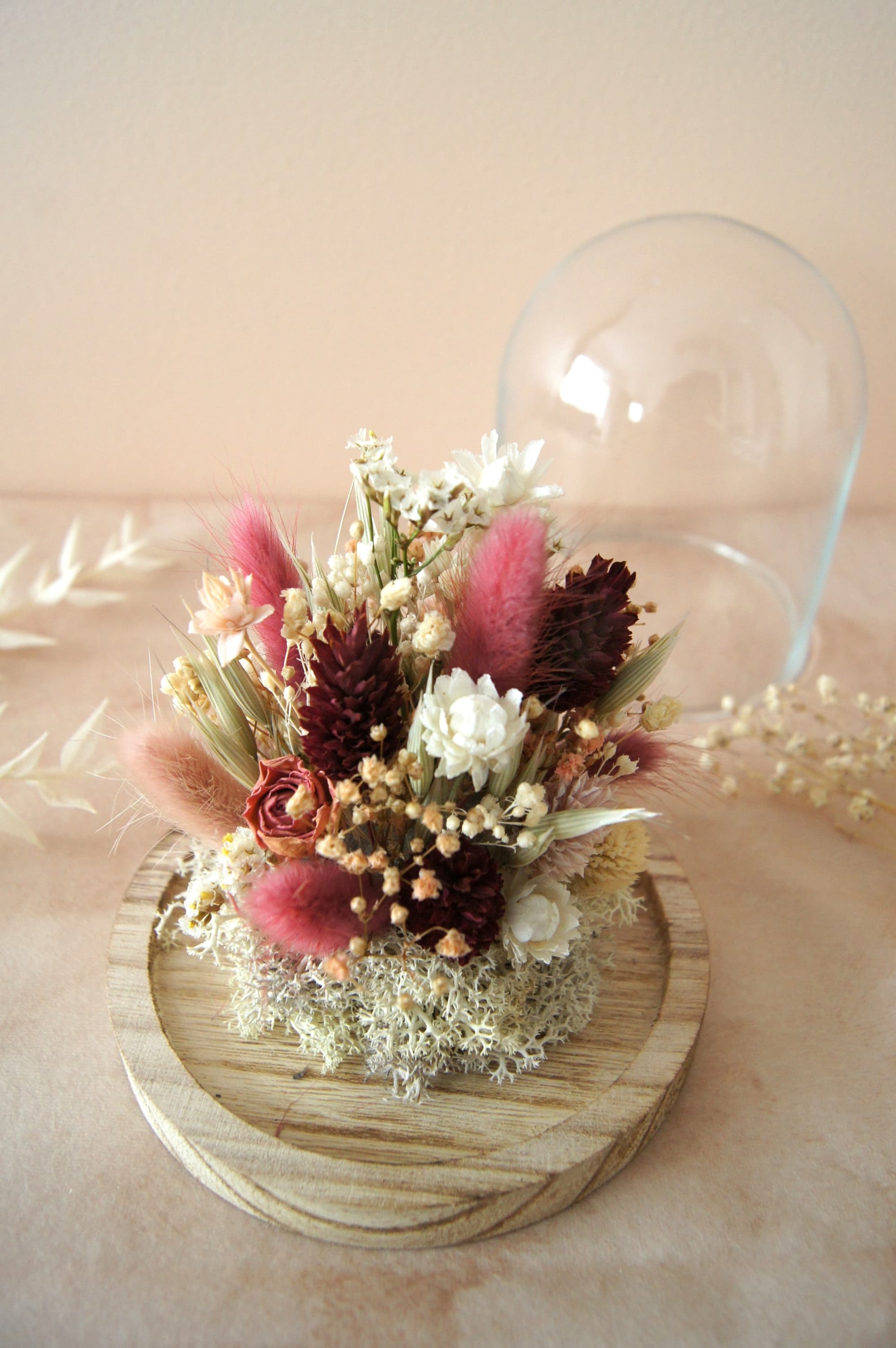 Cloche tons bordeaux/rosés