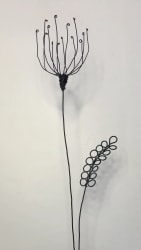 Duo fleur graminée en fil de fer & socle
