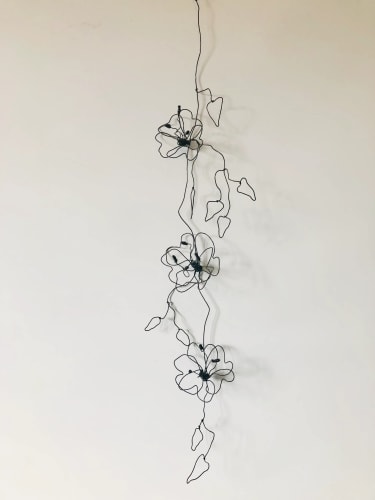 Guirlande de 3 fleurs, clématite en fil de fer