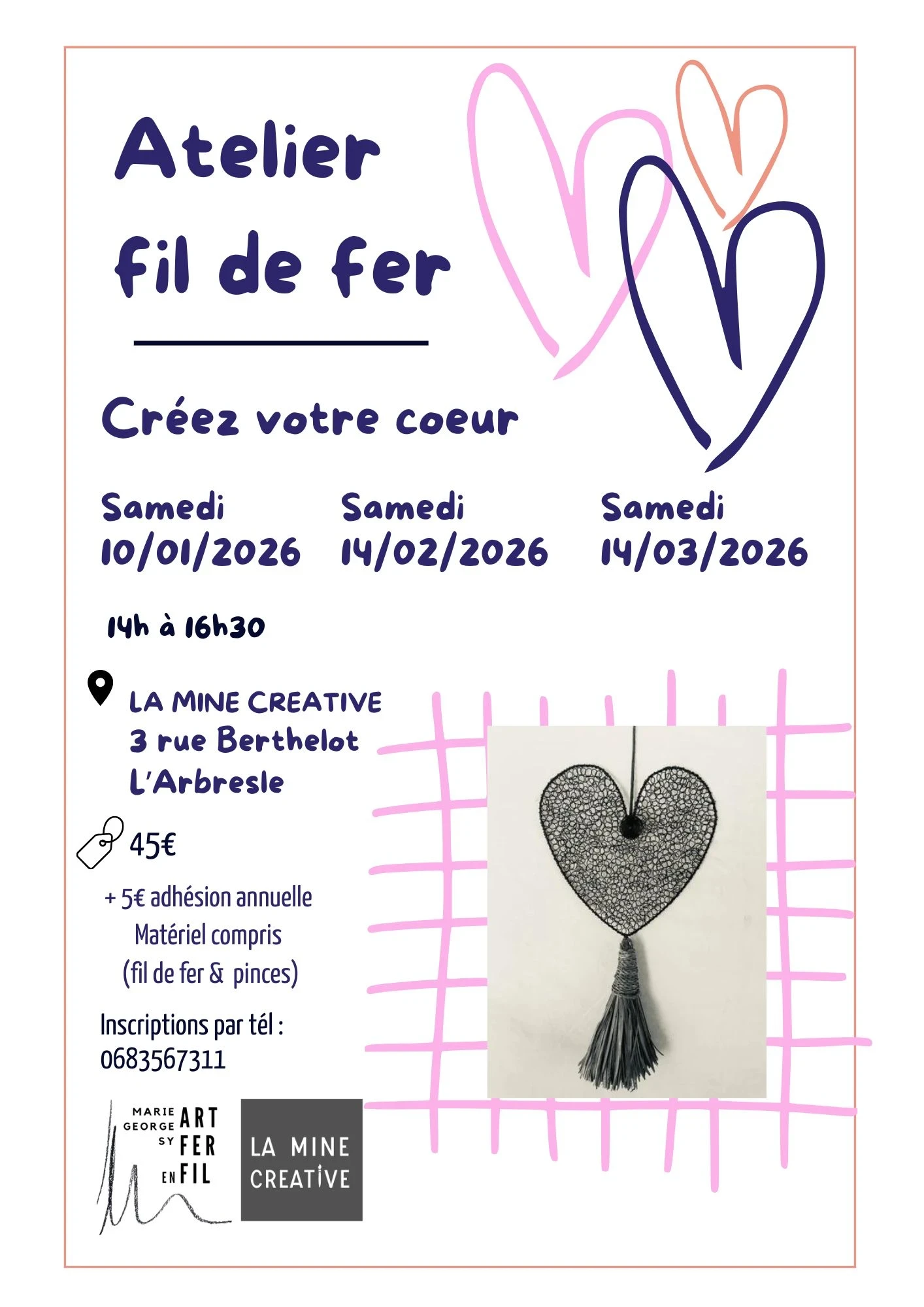 Atelier fil de fer CACTUS / FLEURS/COEURS
