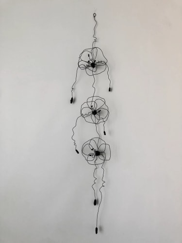 Guirlande de 3 fleurs, coquelicots en fil de fer L