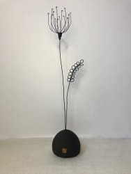 Duo fleur graminée en fil de fer & socle