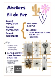 Atelier fil de fer CACTUS / FLEURS/COEURS