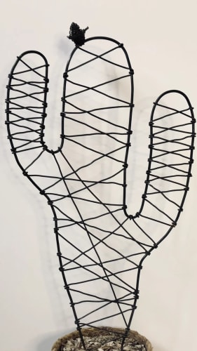 Cactus candélabre tissé en fil de fer 48