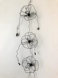 Guirlande de 3 fleurs, coquelicots en fil de fer L