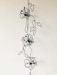 Guirlande de 3 fleurs, clématite en fil de fer