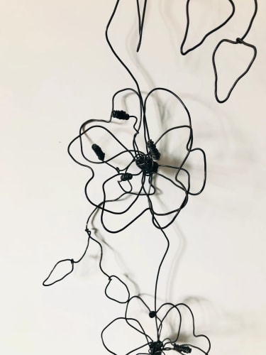 Guirlande de 3 fleurs, clématite en fil de fer