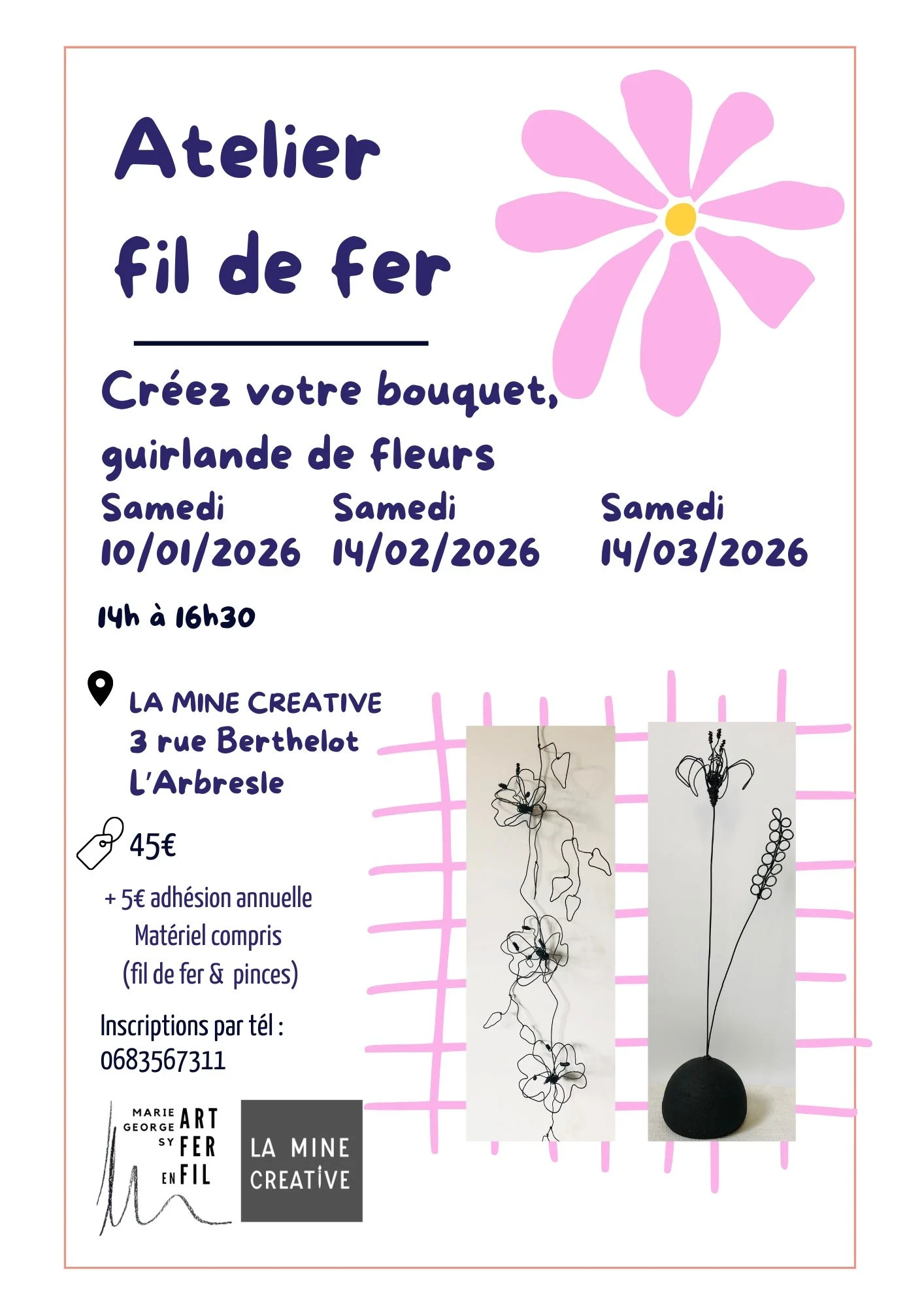 Atelier fil de fer CACTUS / FLEURS/COEURS