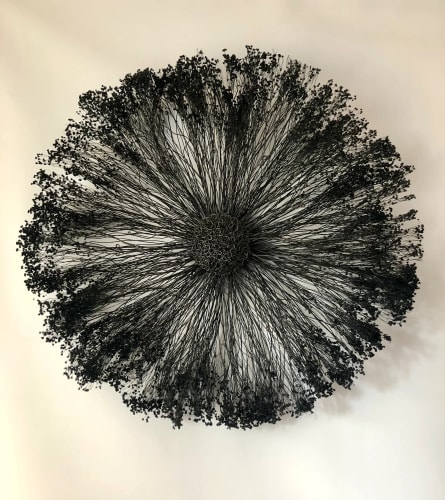 Un soleil en fil de fer rayonnant
partant d'une densité de matière